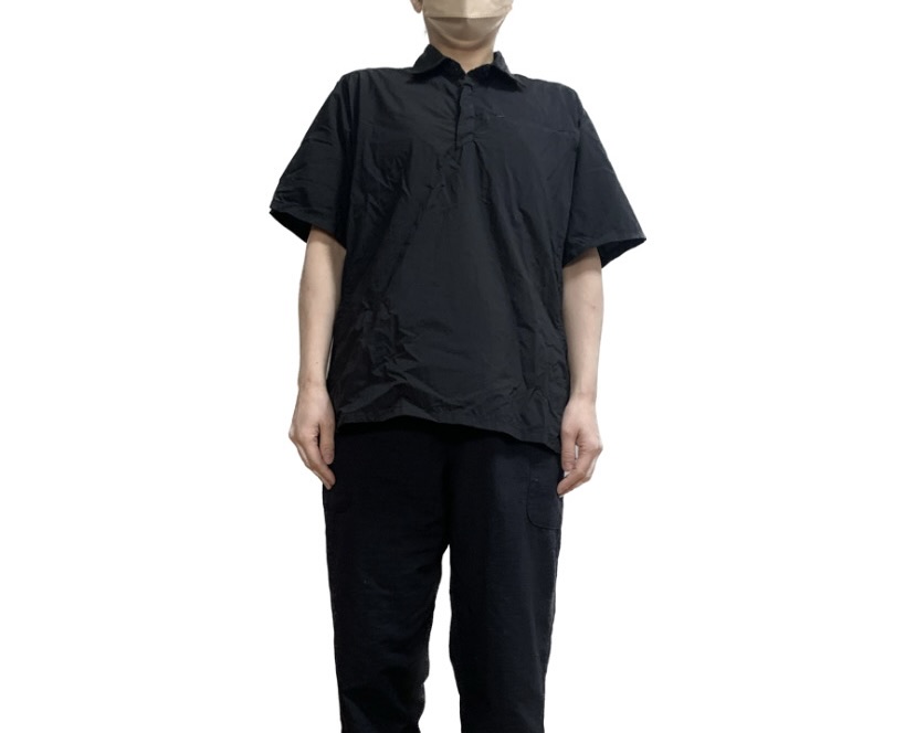 身長157センチでワークマン リペアテック超軽量×遮熱半袖ワークシャツMサイズを着用